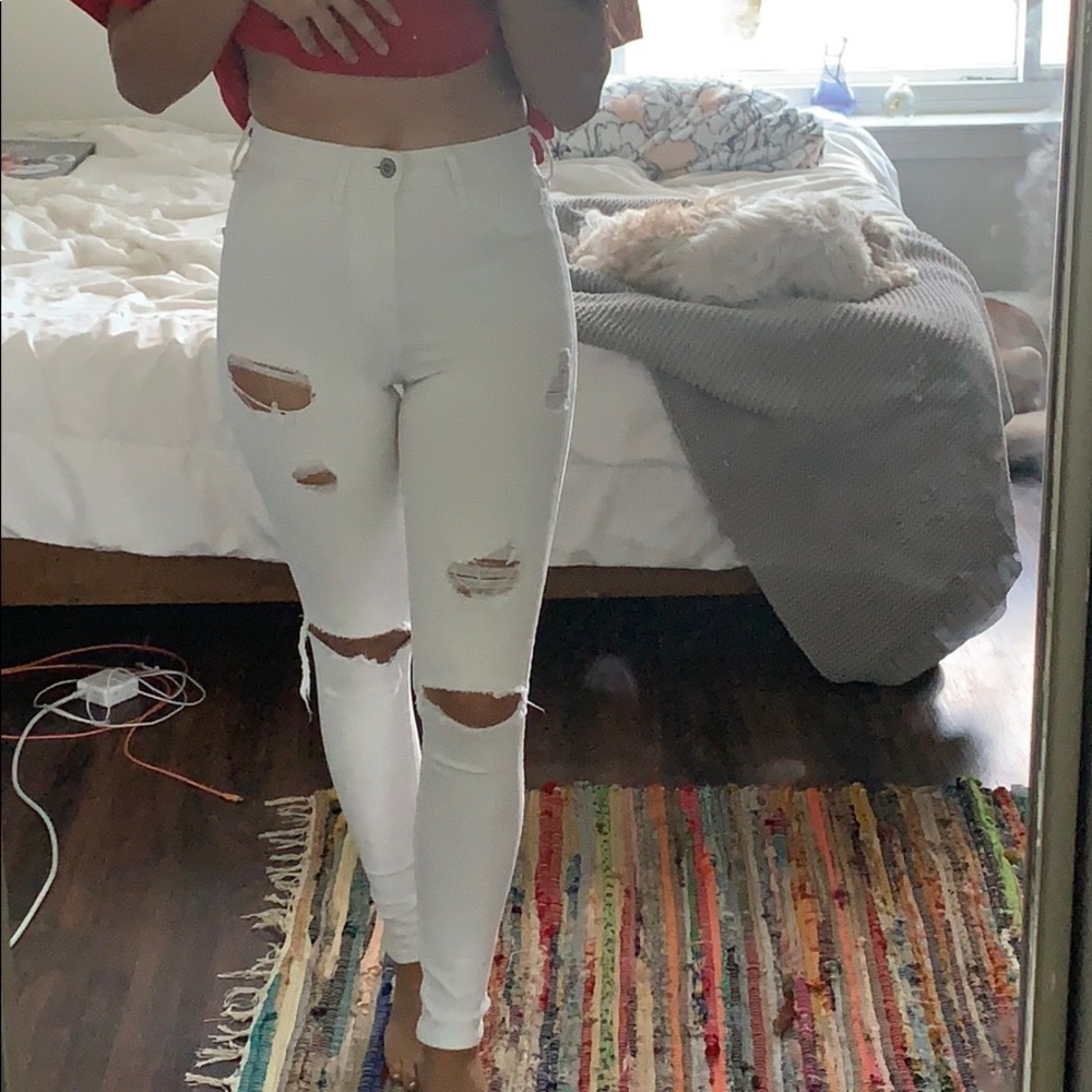 White hollister skinny jeans